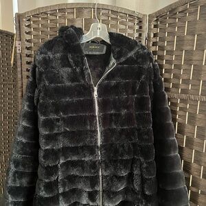 Black Faux Fur Jacket for Women